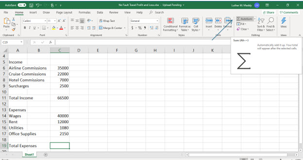 Microsoft Excel lesson screenshot GettingStarted9