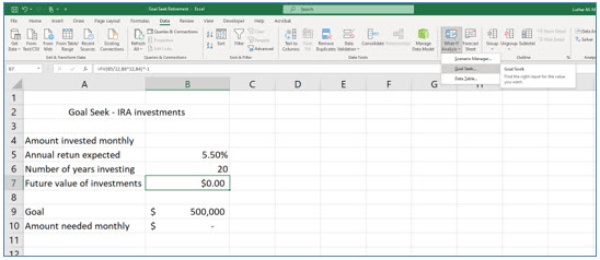 Microsoft Excel lesson screenshot GoalSeek6