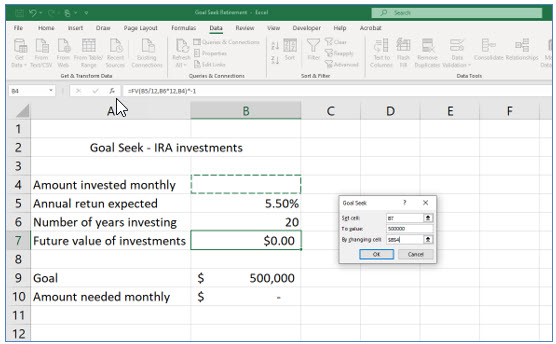 Microsoft Excel lesson screenshot GoalSeek7