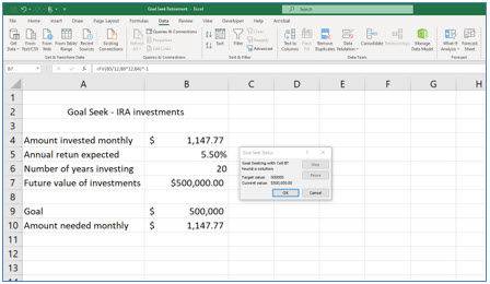 Microsoft Excel lesson screenshot GoalSeek8
