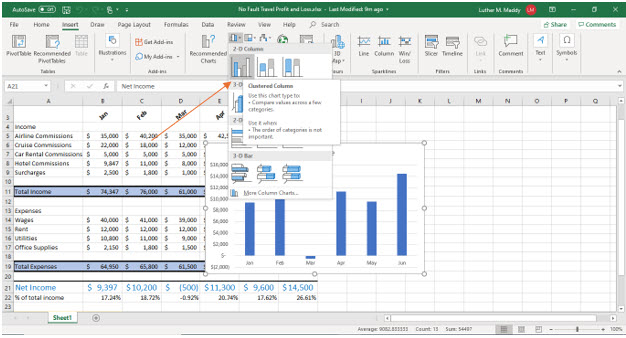Microsoft Excel lesson screenshot Graph2