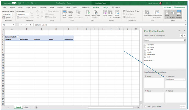 Microsoft Excel lesson screenshot PivotTable4