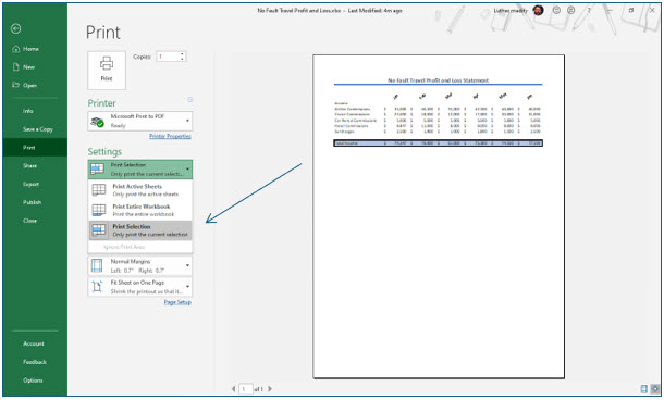 Microsoft Excel lesson screenshot Printing10