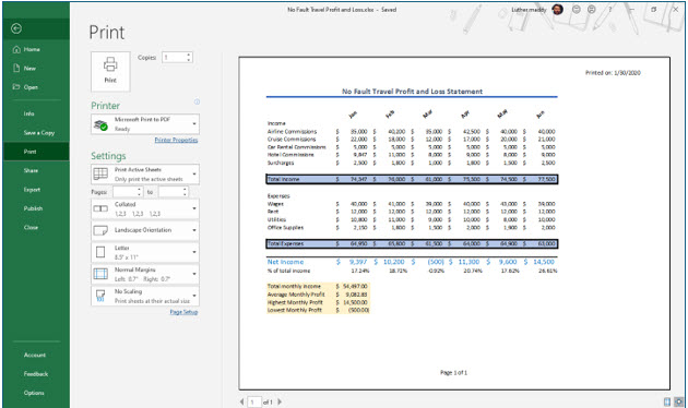 Microsoft Excel lesson screenshot Printing17