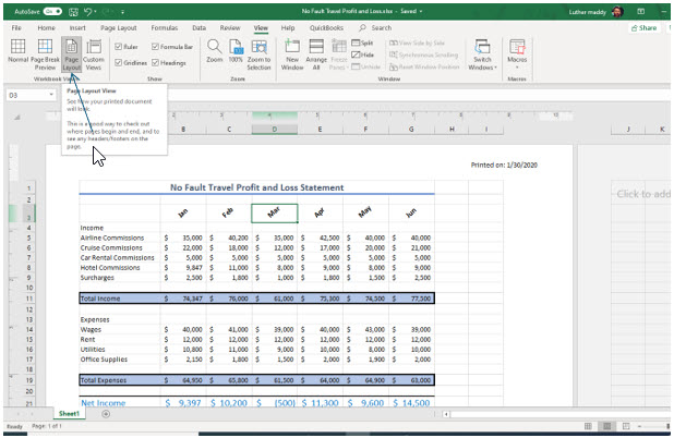 Microsoft Excel lesson screenshot Printing18