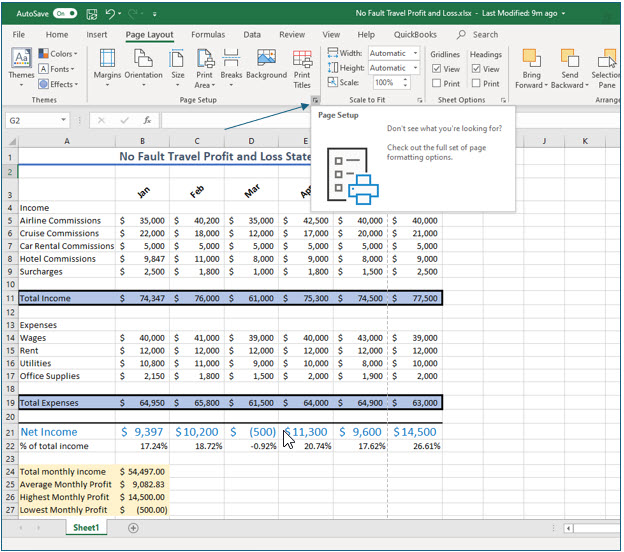 Microsoft Excel lesson screenshot Printing5
