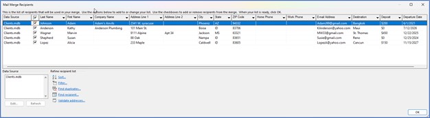 Microsoft Word lesson screenshot MMEditRecipients
