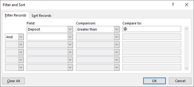 Microsoft Word lesson screenshot MMFilterRecords