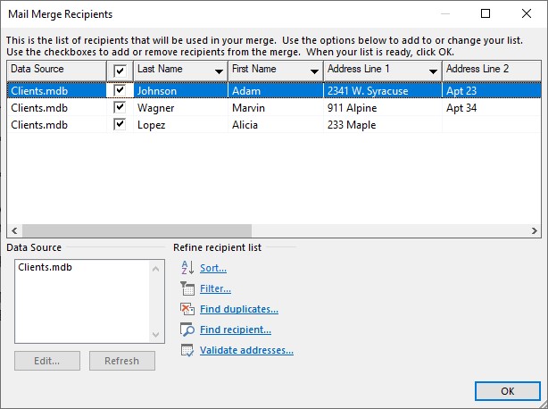 Microsoft Word lesson screenshot MMFilterResult