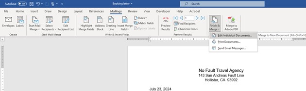 Microsoft Word lesson screenshot MMFinish