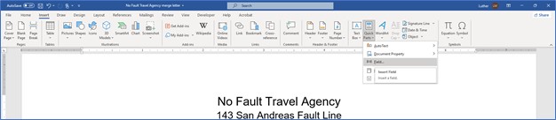 Microsoft Word lesson screenshot MMQuickParts