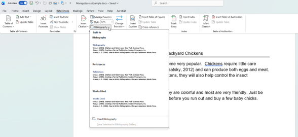Bibliography menu