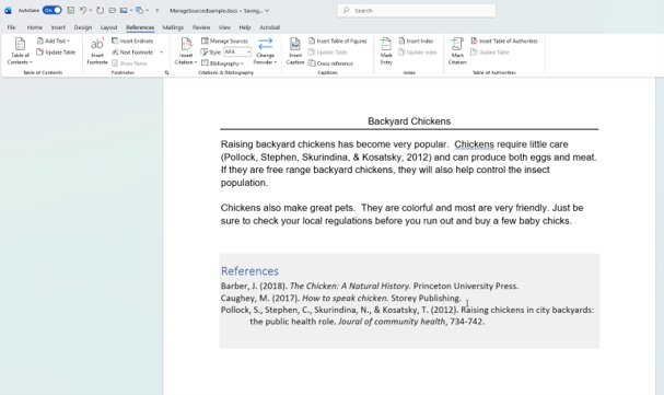 Automatically generated References list